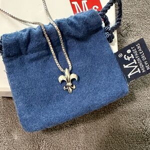 Mignon Faget Sterling Silver Fleur De Lis Pendant and Chain